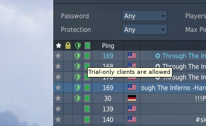 Allow trial only clients” setting information is not displayed in server  data window - Multiplayer Bugs - ED Forums