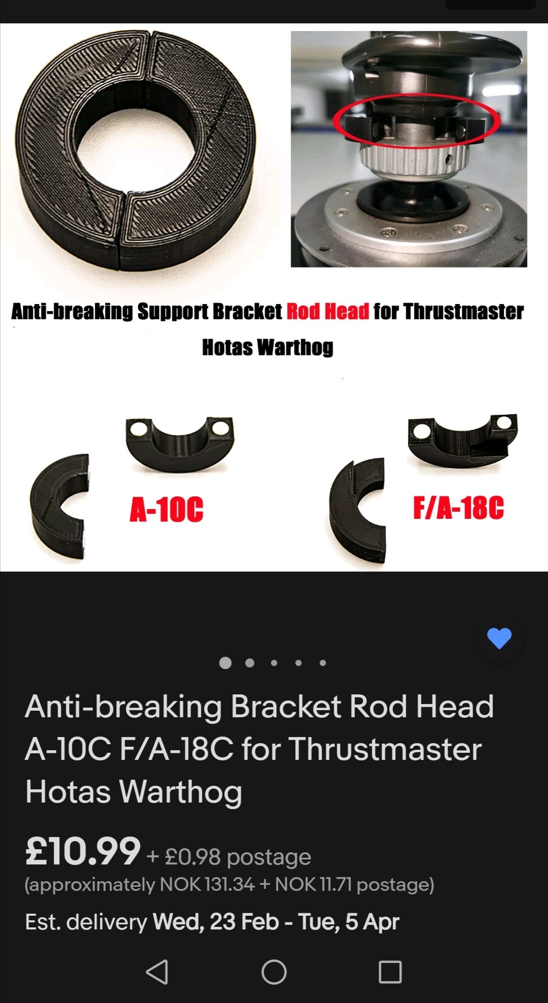Anti-breaking Support Bracket Rod Head for Thrustmaster Hotas