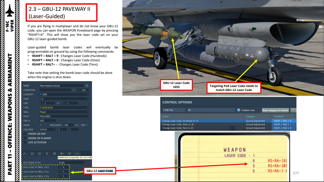 How to Set laser code for GBU on hot aircraft - DCS Core Wish List - ED  Forums