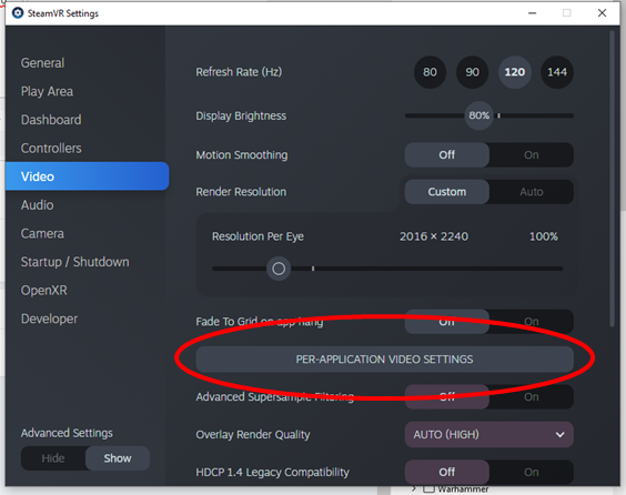 MT: SteamVR DCS not recognised with 'per-aplication video setting - VR Bugs  - ED Forums