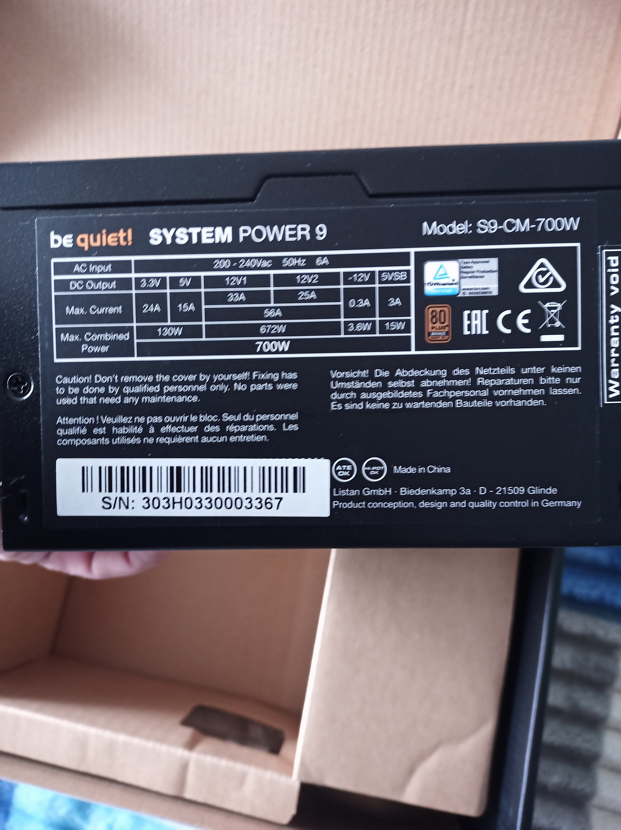 Be quiet system power 9 500w