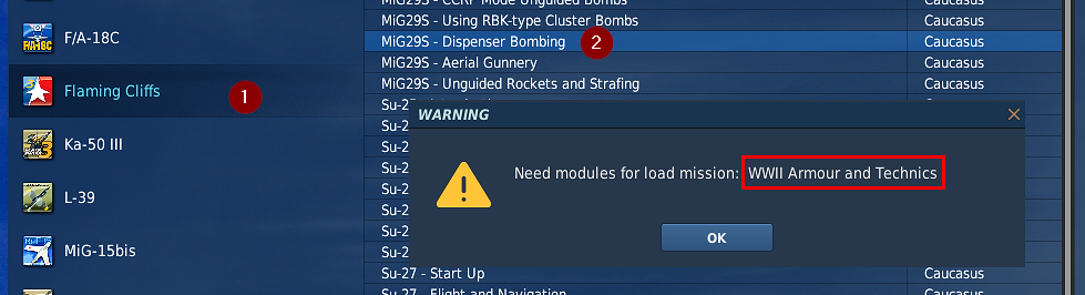 MiG-29S training mission Dispenser Bombing - Flaming Cliffs 3 Bugs &  Problems - ED Forums