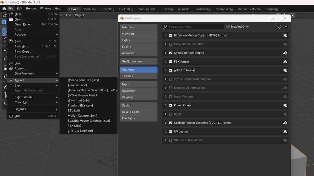 Blender 4.3.2 addon 2331029 io-scene-EDM inslalled p1.jpg